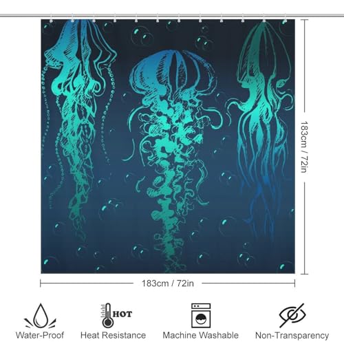 Rideau de douche polyester méduse abstraite 183x183 avec crochets