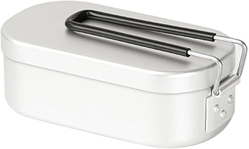 Fiambrera aislada al aire libre con asas plegables, lonchera de aluminio para cocinar alimentos Bento Box para acampar y senderismo, caja Bento