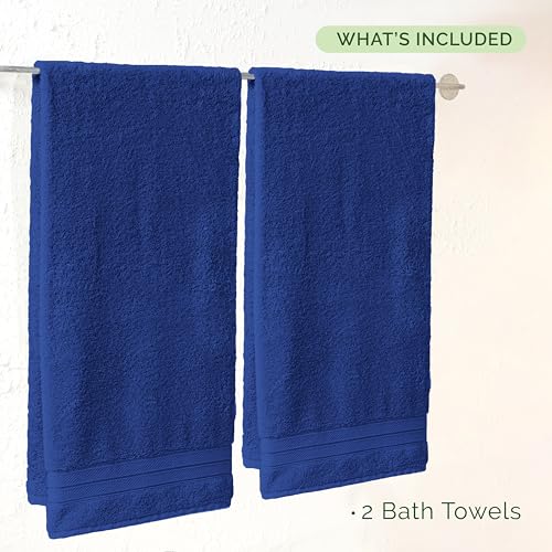 Image of Elegant Comfort Three Line Popcorn Towel Set for Bathroom 27 x 54 inches, Premium Hotel Quality 4-Pack Bath Towels, 100% Turkish Cotton, Soft and Durable, Quick Dry and Highly Absorbent, Cobalt Blue