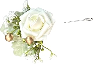 リアルな造花ブートニア胸花コサージュ結婚式記念日プロムやフォーマルイベントエレガントなウェディングアクセサリー
