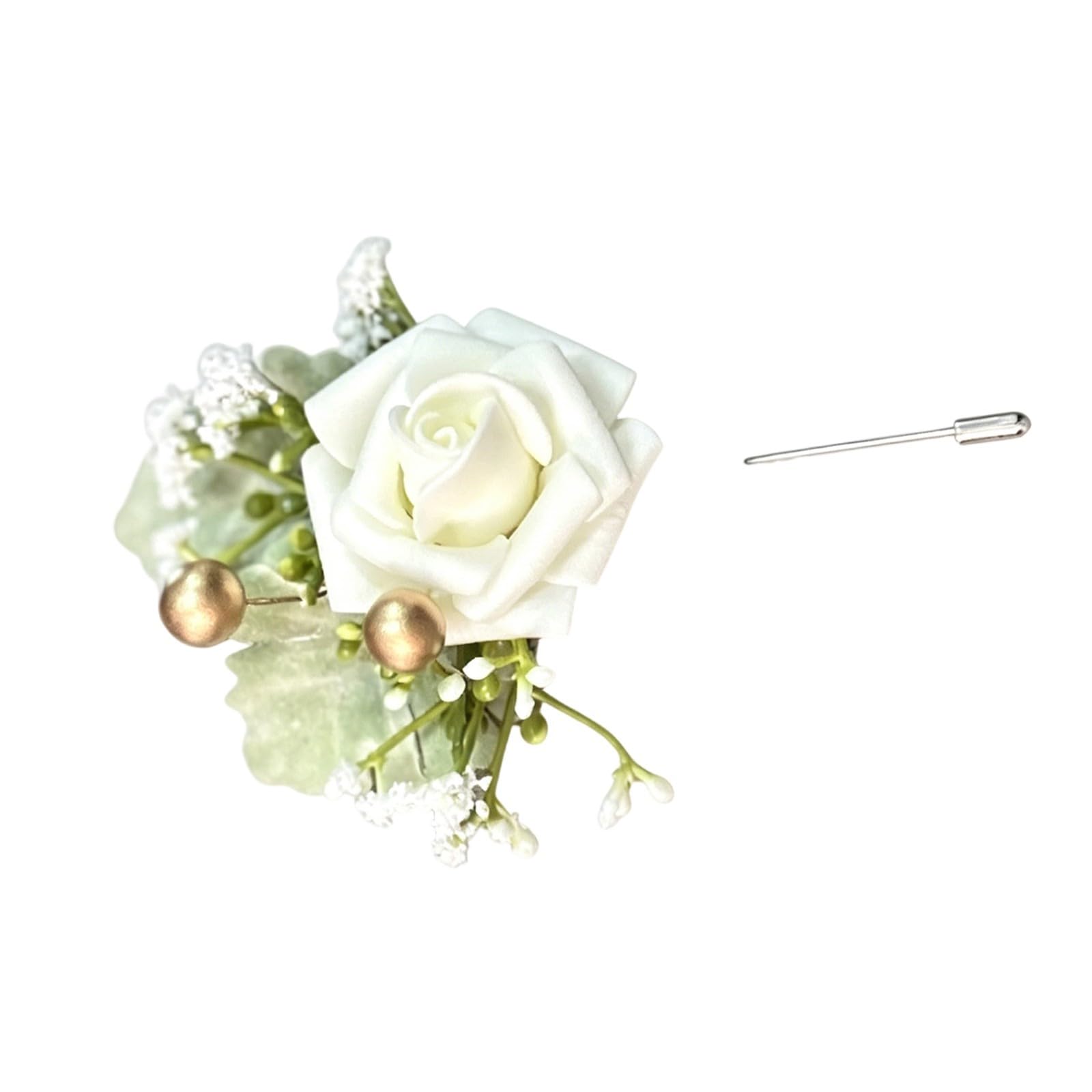 MURYE Corsage Artificial Silk Flower Boutonniere Corsage Flower Brooch for Bride Groom and Ceremony Formal Occasion
