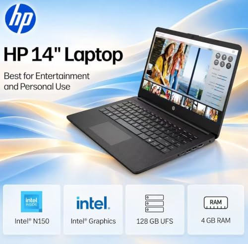 Image of HP 14 inch HD Student Laptop | Intel Pentium Silver N5030 Quad-Core | 16GB DDR4 RAM | 512GB SSD | Intel UHD Graphics 605 | Wi-Fi & Bluetooth | HDMI & USB-C | Black