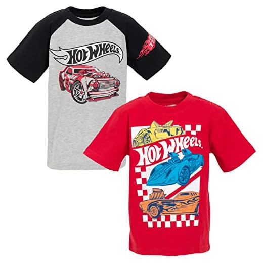 Hot Wheels Big Boys 2 Pack Graphic T-Shirts Gray/Red 10-12