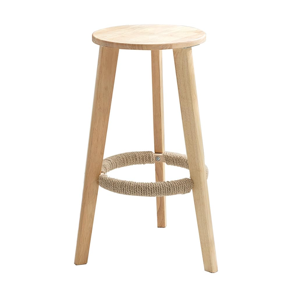 Taburete de Barra Redonda de Madera de Madera Moderna sillas de Comedor Retro Taburete Alto para Cocina, Comedor, Sala de Estar, balcón, Estudio, cafetería Wood,Sitting Height:58cm