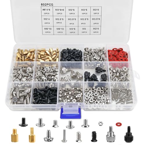 YYWEi Juego de tornillos para PC, 502 unidades, tornillos SSD para reparación de carcasas de PC, CD-ROM, tornillos de ventilador, accesorios