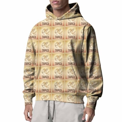 Sudaderas hombres con capucha en caqui XXL para invierno con estampado casual de rayas