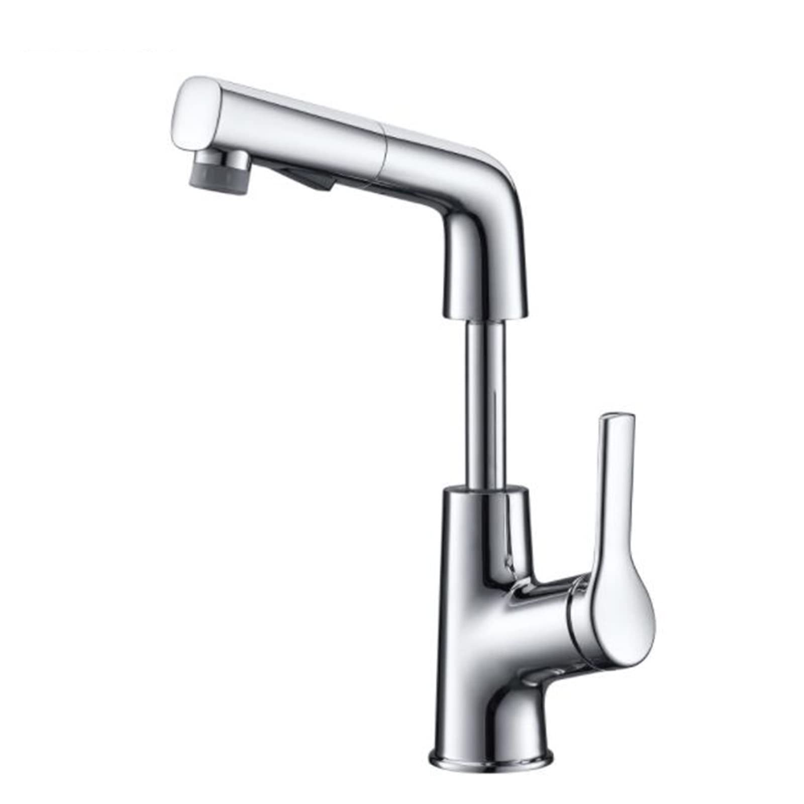 Mitigeur de lavabo avec douchette extractible télescopique en laiton chromé pour salle de bain