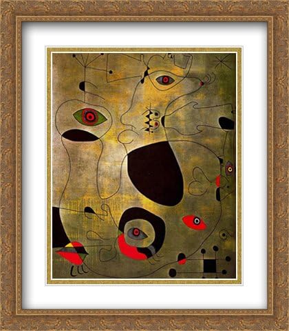 Port, 1945 2X Matted 28x36 Large Gold Ornate Framed Art Print by Joan Miro