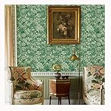 BCPPO Tapete Selbstklebende Tapete im rustikalen Stil, dekorativer PVC-Aufkleber for Küche, Schlafzimmer, Kleiderschrank, Treppe, Wand, graue/grüne Blatttapete (Color : Green, Size : 0.4x10m)