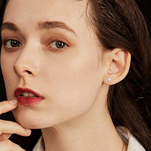 925 Sterling Silver Dot Stud Earrings | Small Simple Round Disc Stud Earrings | Tiny Flat Circle Hypoallergenic Cartilage Tragus Piercing Earrings Gifts for Women Men 2mm 3mm 4mm 5mm3