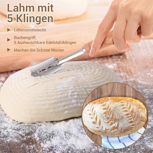 Gärkörbchen Ohuhu 2er Set 23 cm Rund und 25 cm Oval für Brotbacken
