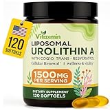 vitaxmin Urolithin A Dietary Supplement 1500mg with CoQ10 and Resveratrol, Liposomal Softgels for Adults, 120 Count, 60 Day Supply