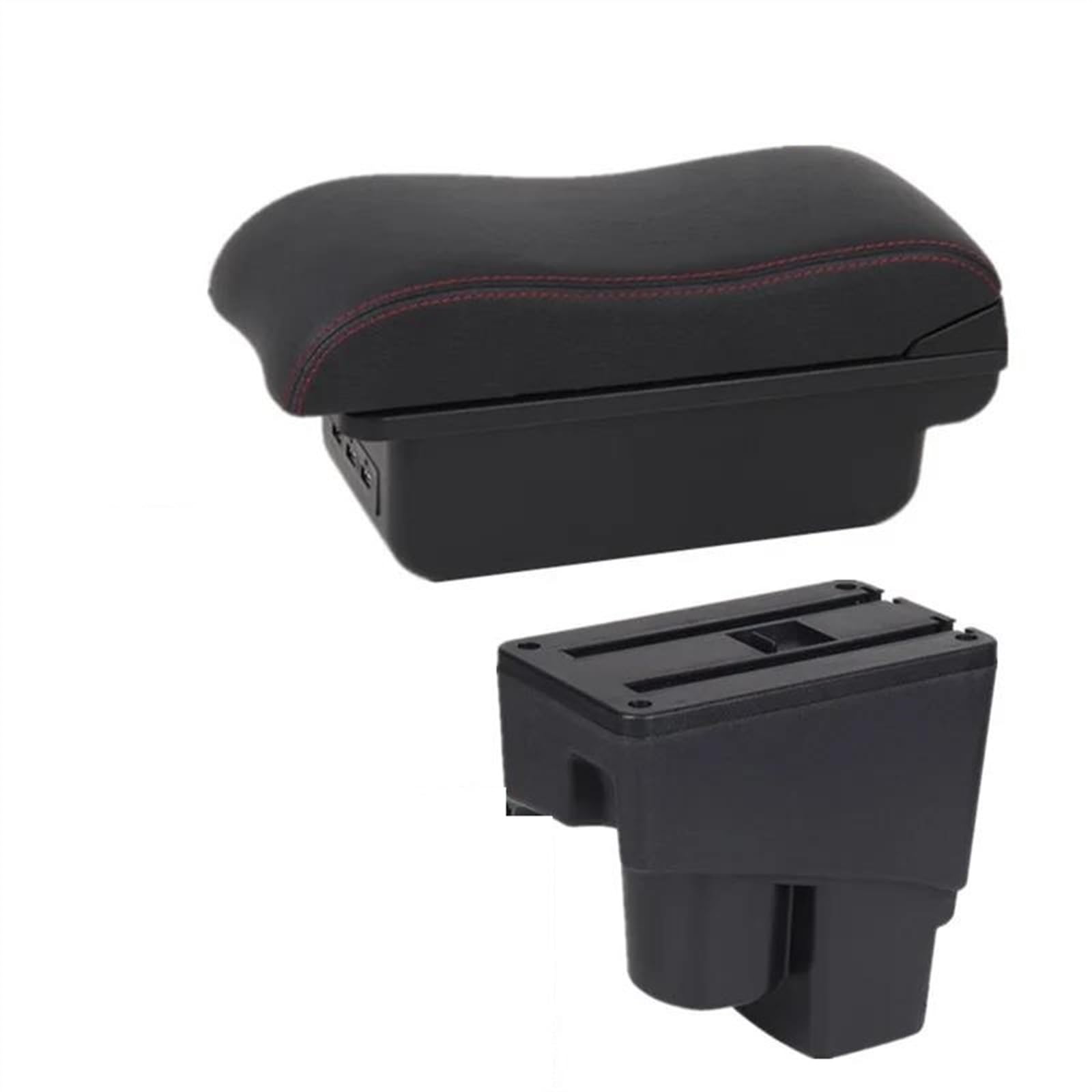 NOHEEU Car Armrest Special Storage Box Modification Parts For Fit For Jazz 1 2002 2003 2004 2005 2006 2007(B2 red line 3USB)