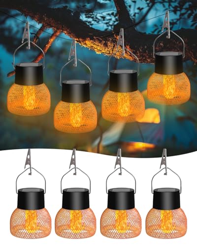 MAOXINGREN Paquete de 4 Luces Colgantes solares, Lámpara de Jardín con Sensor Automático, Luz de Ambiente para...