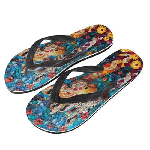 Women Pig Cat Bunny Print Flip Flop Sandal, American Flag Lightweight Thong Sandals Comfort Summer Beach Slippers2