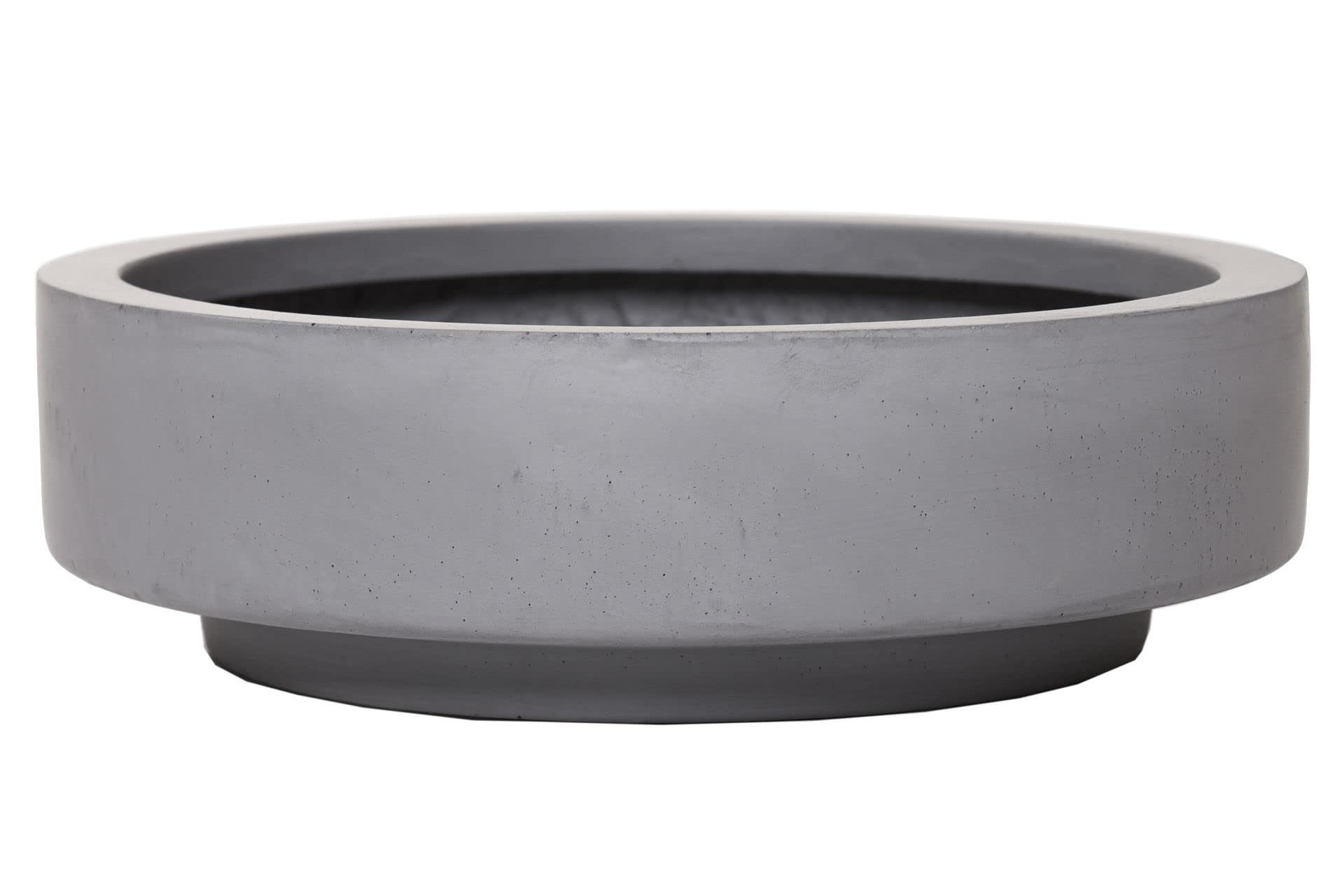 VIVANNO Pflanzschale Blumenschale Dekoschale Fiberglas Escada Low 9x30 Betonoptik Grau