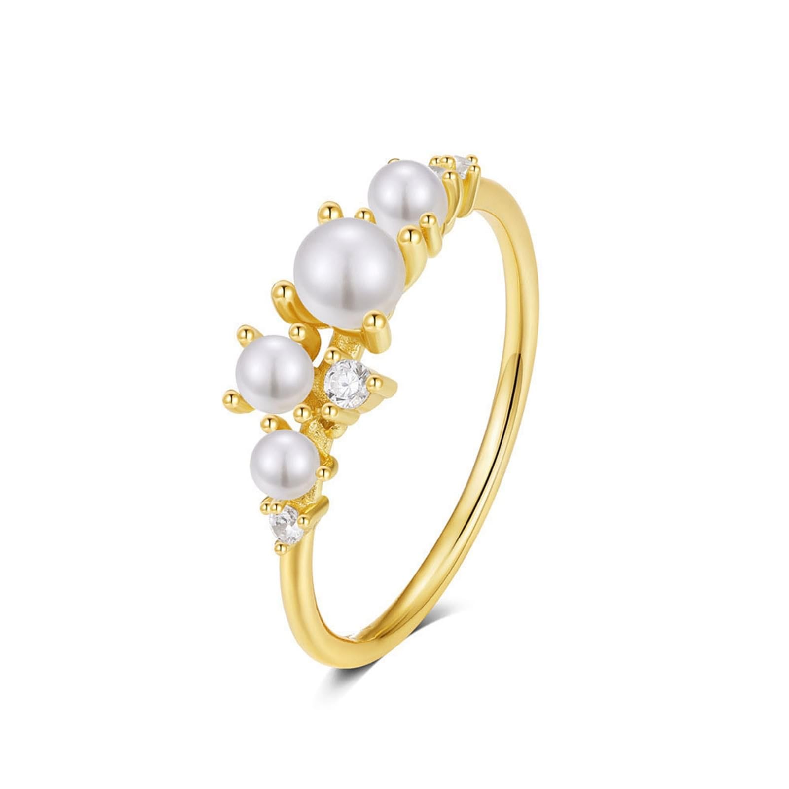 Bague en or jaune 9 K/14 carats pour femme avec perle