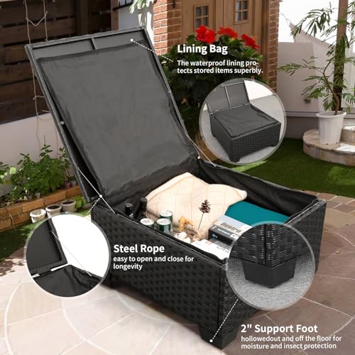 Rattaner Outdoor Furniture Set 3 Pieces Wicker Patio Furniture Outdoor Sectional Patio Couch Outdoor Coffee Table With Storage All-Weather Non-Slip Cushions Waterproof Covers thumb #4