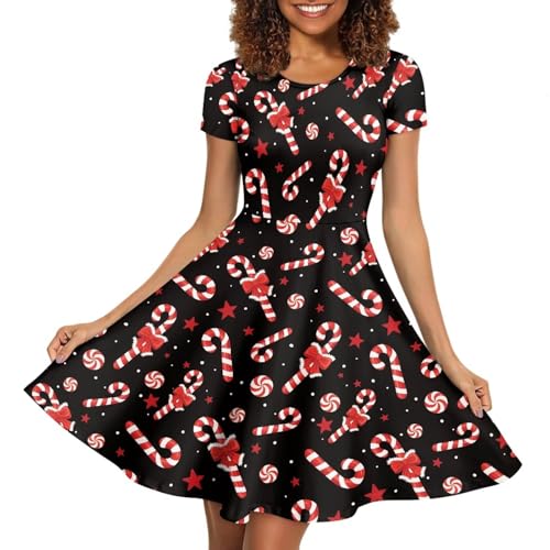 Image of POLERO Sunflower Dress for Women Floral Summer Dresses Short Sleeve Casual Sundresses Midi Dresses
