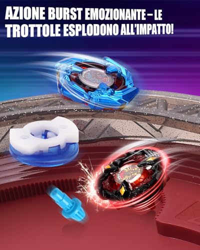 BGOVTAPO X-Arena Starter-Set – mit 6 X-Tops, 2 Startern & Arena, Ultimatives Battle-Set für Kinder ab 6 J