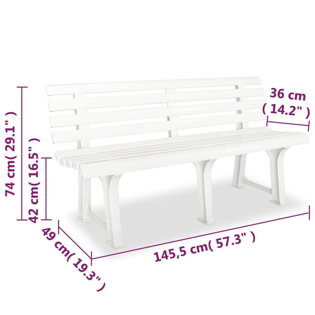 vidaXL Panchina da Giardino in Plastica 145,5x49x74 cm Bianco