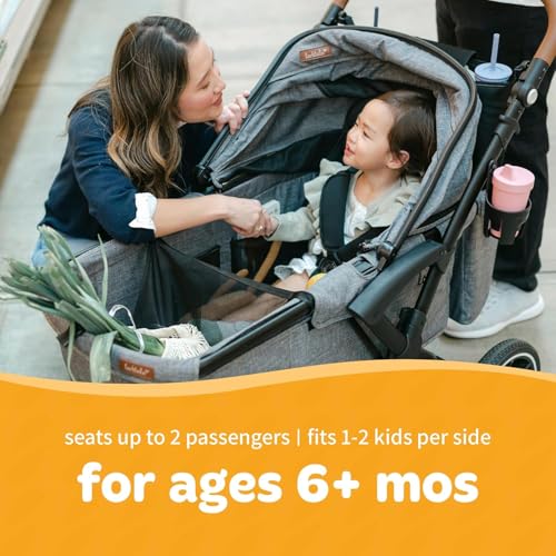 Image of Larktale Adjustable Stroller, 2 Seater Kids Wagon, 120 Pound Capacity, Sprout V2, Nightcliff Stone