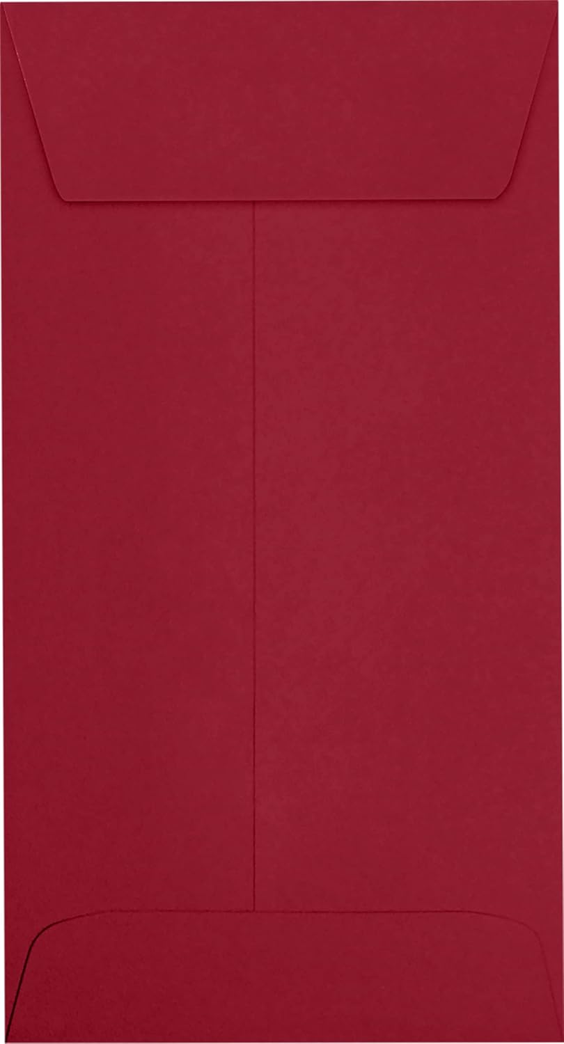 LUXPaper #7 Coin Envelopes | Peel & Press | 3 1/2 x 6 1/2 | Garnet Red | 80lb. Text | 50 Qty