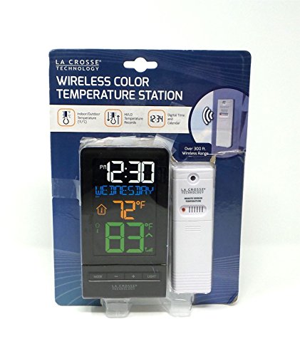 La Crosse Technology Wireless Color Temperature Station with Sensor T85258 Black