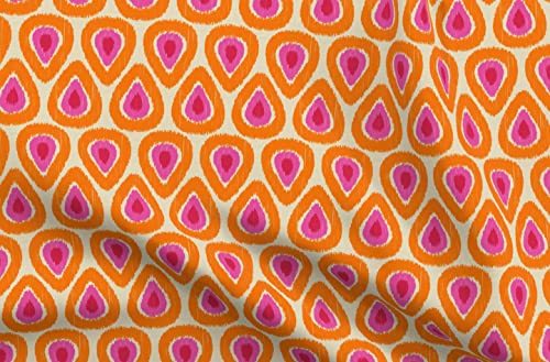 Spoonflower Pink Orange Ikat Drops on Satin