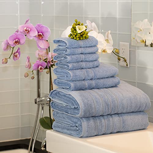 Mosobam 700 Gsm Luxury Bamboo Viscose 12Pc Extra Large Bathroom Set, Allure Blue, 4 Bath Towels Sheets 35X70 4 Hand Towels 16X30 4 Face Washcloths 13X13, Turkish Towel Sets, Quick Dry #TOP1