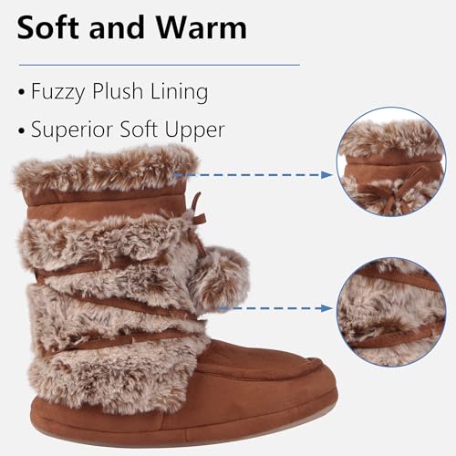 Forfoot Slipper Boots, Cozy Indoor Booties for Women Fluffy Comfortable House Shoes Fuzzy Anti-Slip Boots Winter4