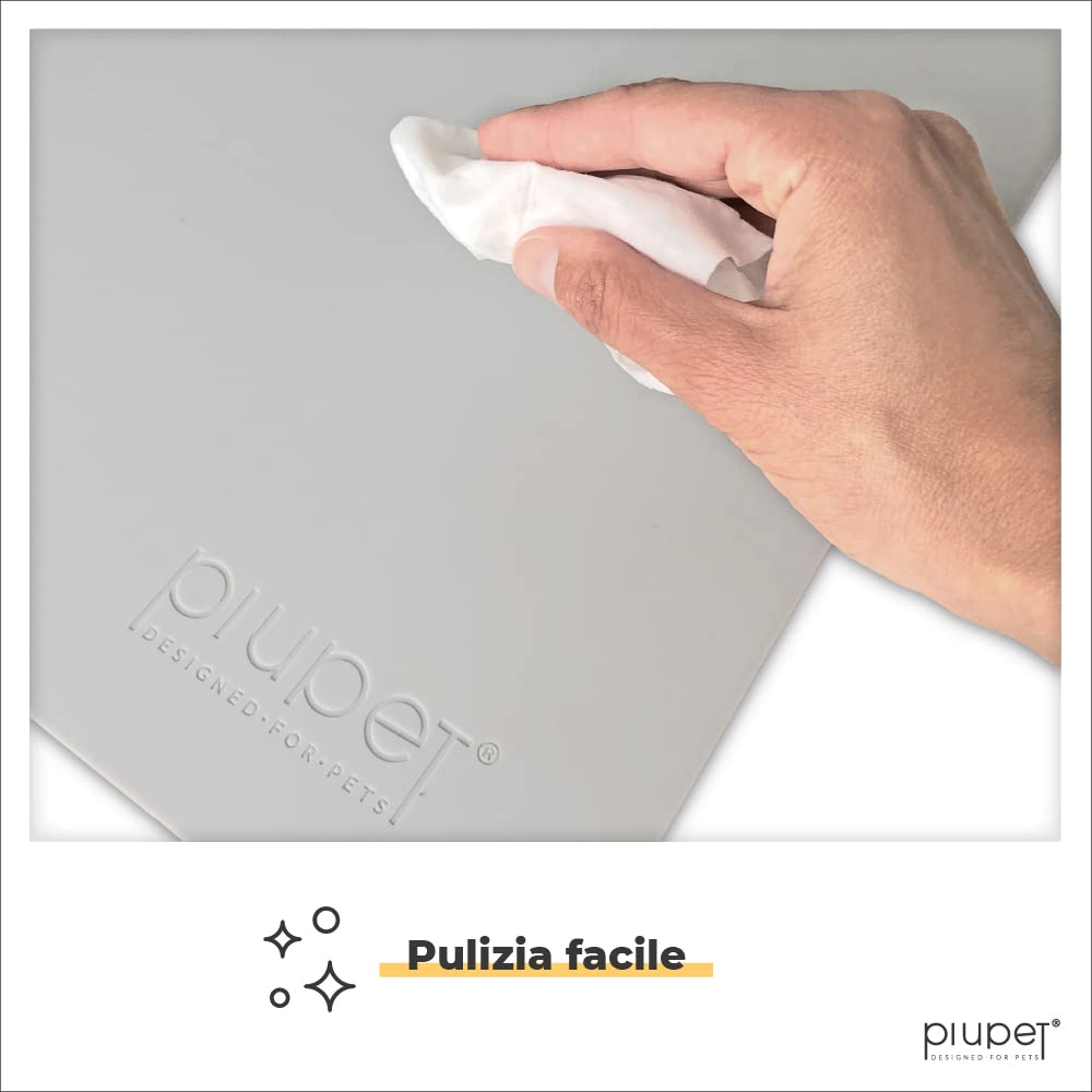 PiuPet® Tappetino per Ciotola Cani e Gatti I 60x40cm I Idrorepellente I Tappetini Sottociotola I Facile da Pulire I Tappetino Silicone Antiscivolo | Tappeto Ciotole Cane | Accessori Gatti