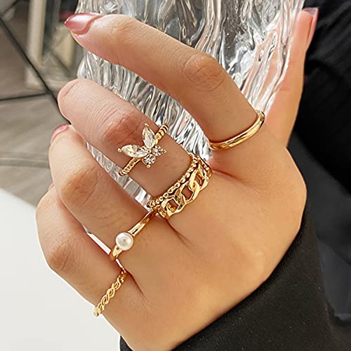 Image of YEEZII Gold Knuckle Ring Set for Women, Boho Stackable Finger Midi Rings