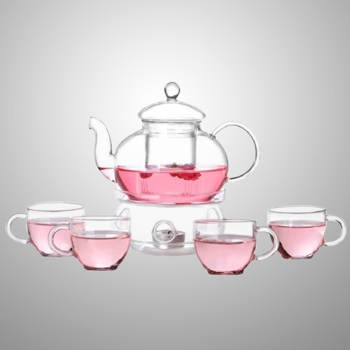 PRETYZOOM 6 Stück Teeservice aus Hitzebeständigem Glas mit Teesieb Doppelwand Tassen Transparenter Teekanne für Heißen Tee und Eistee Kung Fu Teegeschirr für Teeliebhaber