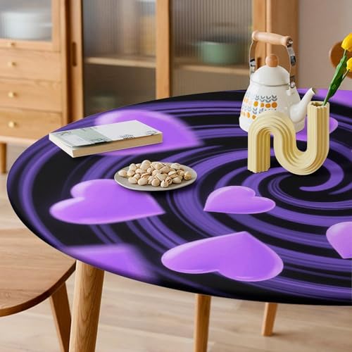 Nappe de table ronde élastique lavable 170 cm spandex violet - 7