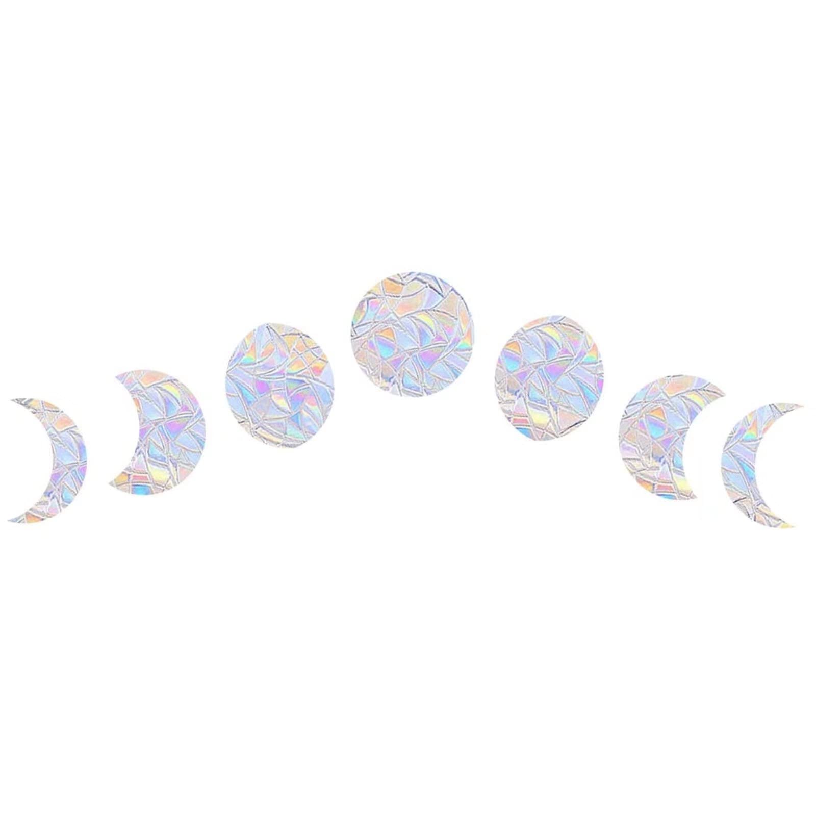 runrayay Moon Phases Static Window Clings, Prevent Bird Strikes & Create Rainbows, Anti Collision Window Decals for Bird