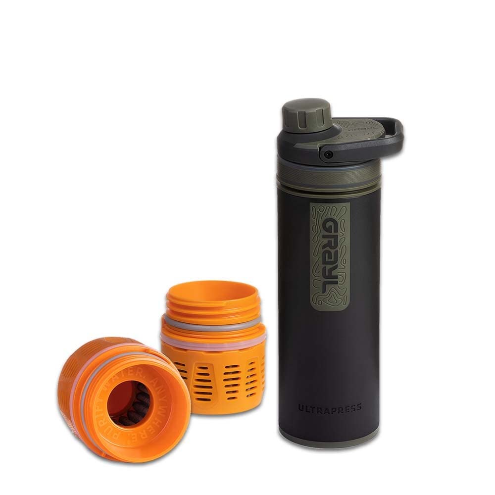 Grayl UltraPress Outdoor- & Reisewasserfilter | für 150L Wasser | Filterkartusche wechselbar | Camo Black mit 2 Ersatzfilter