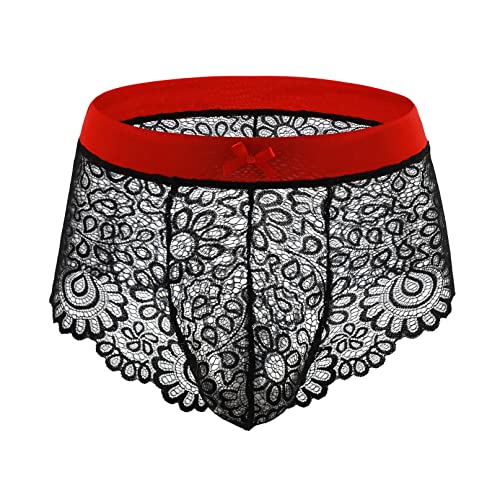 YiZYiF Mens Adult Frilly Lace Ruffled Crossdress Sissy Panties Maid Briefs Underwear Bloomers