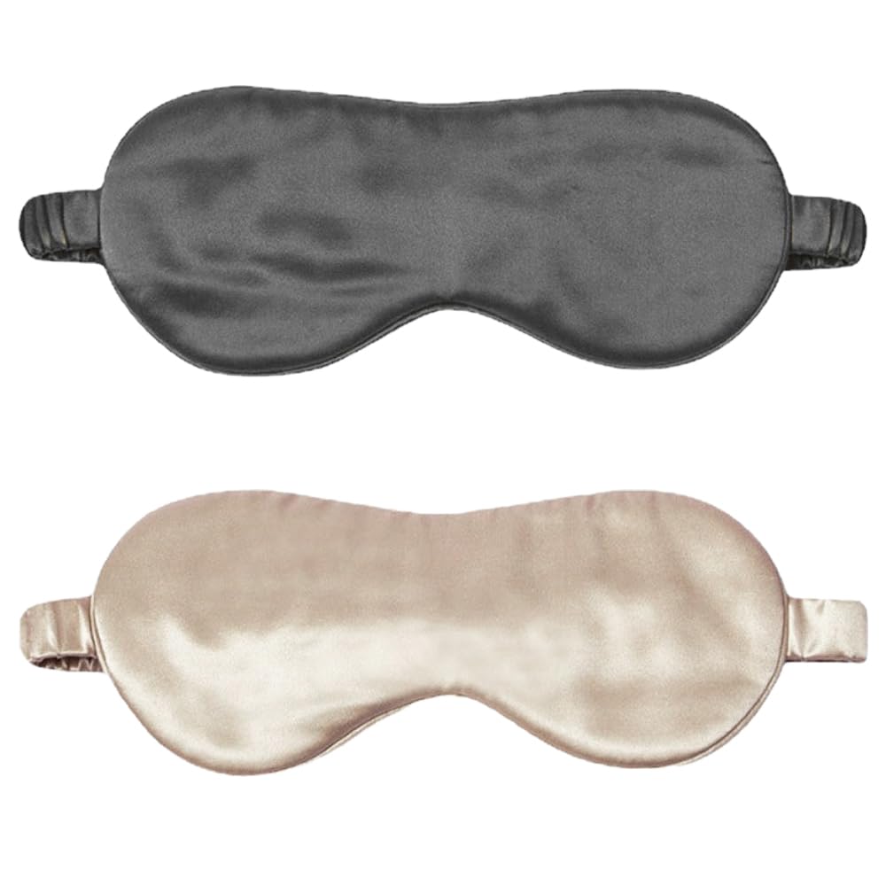Schlafmasken aus Seide für Damen und Herren, 2er-Pack, Augenabdeckung aus Seide für einen angenehmen und erholsamen Schlaf, atmungsaktiv und leicht (4)