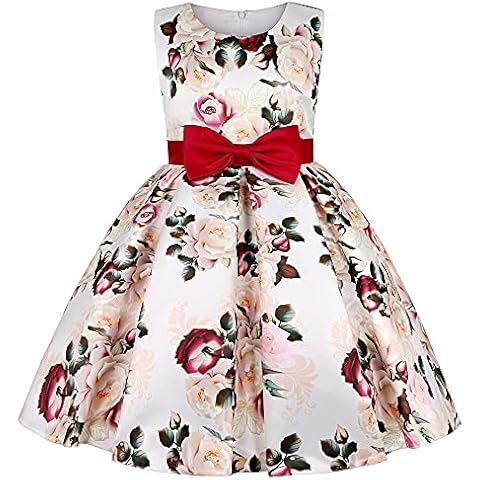 AIMJCHLD Teenages Girls Ball Gowns Flower Girl Dress Kids Children Performance Dress Country Party Formal Special Baptism Graduation Bowknot Party Dresses Size 8 9 Years (Burgundy 150) Cover