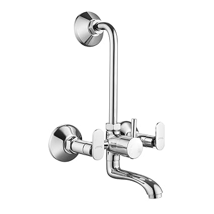 JINDAL Wall Mixer with Telephonic Shower Arrangement With Bend Faucet/Showers for Bathroom/Chrome Finish Tap/Wall Mount Shower arrangment/Brass Tonti/Nile 5075
