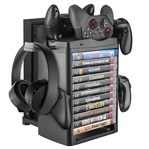 Linkstyle Vertical Storage Stand with Cooling Fan Compatible with Xbox ONE Slim X Console, 3Controller, 11games, 1Headset