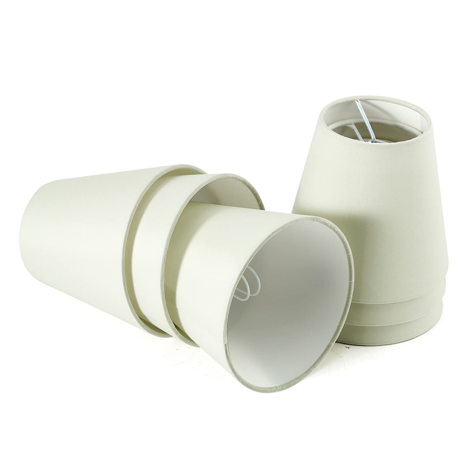 Juego de 6 Piezas de Pantallas para lámparas de araña, Tipo candelabro, para Pared o Techo, con Pinzas (6 Pinzas Color Beige).