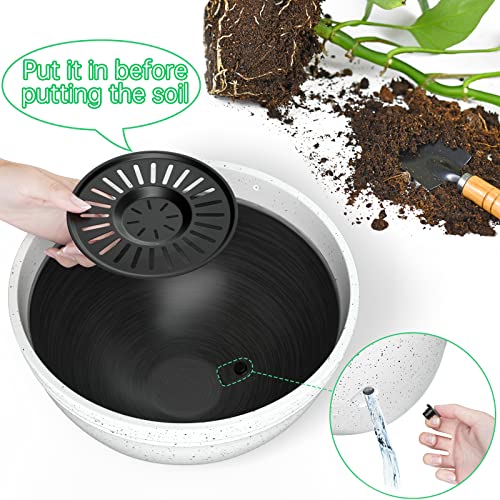 Zmtech 2 Packs 11 Inch Hanging Planter (White) For Indoor And Outdoor Plants Hemispheric Flower Pot Thickened Plant Pot With Drainage Holes For Garden Home #TOP3