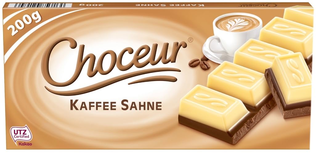 Choceur Kaffee Sahne, Fine Cream Chocolate With Full Flavoured Coffee and a Layer Of White Chocolate Make Choceur Coffee Cream a Real Chocolate Treat 200g (Germany)
