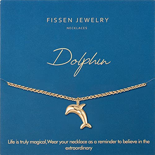 Gold Cute Necklaces for Women Dainty Gold Necklace 14K Gold Dolphin Necklaces for Women Trendy Dolphin Jewelry Gifts