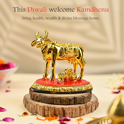 Image of ZAICUS Kamdhenu Cow and Calf Showpiece - Decorative Statue for Home & Office, Symbol of Prosperity and Wealth, Feng Shui Good Luck Diwali Gift