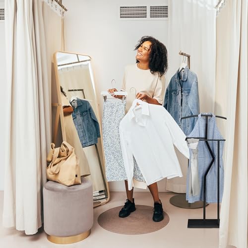 Relaxdays Herrendiener, Jackett & Hose, HBT: 107 x 48 x 20 cm, Metall & Holzoptik, Stiller Diener Schlafzimmer, schwarz