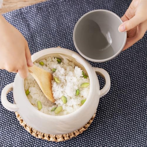 アンドエヌイー(&NE) 萬古焼 ごはん鍋 竹しゃもじ付 ハレとケ ホワイト 3合炊き NMT-065-WH の商品画像 14