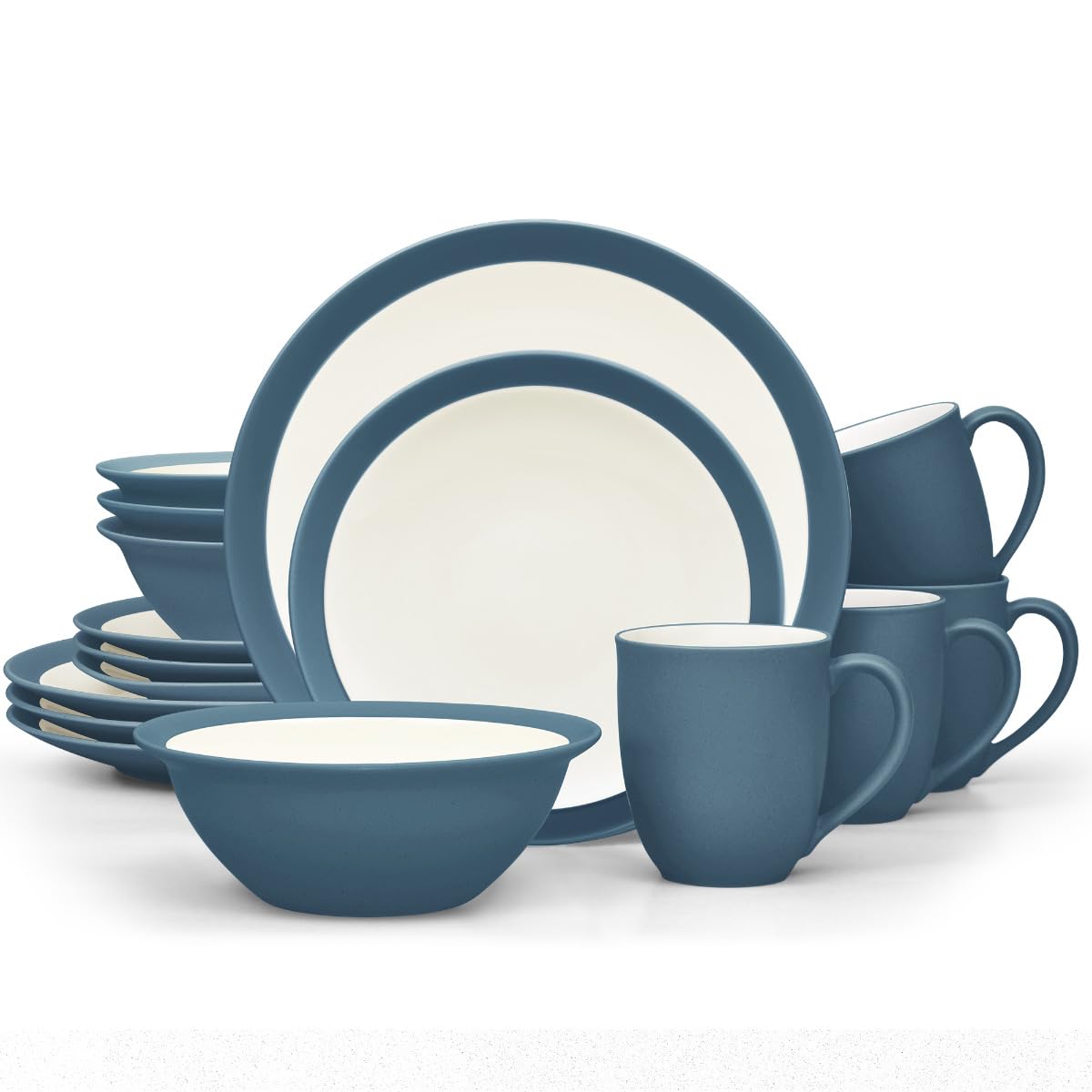 NoritakeColorwave Blue 16-Piece Set - Curve, Service for 4 in Blue